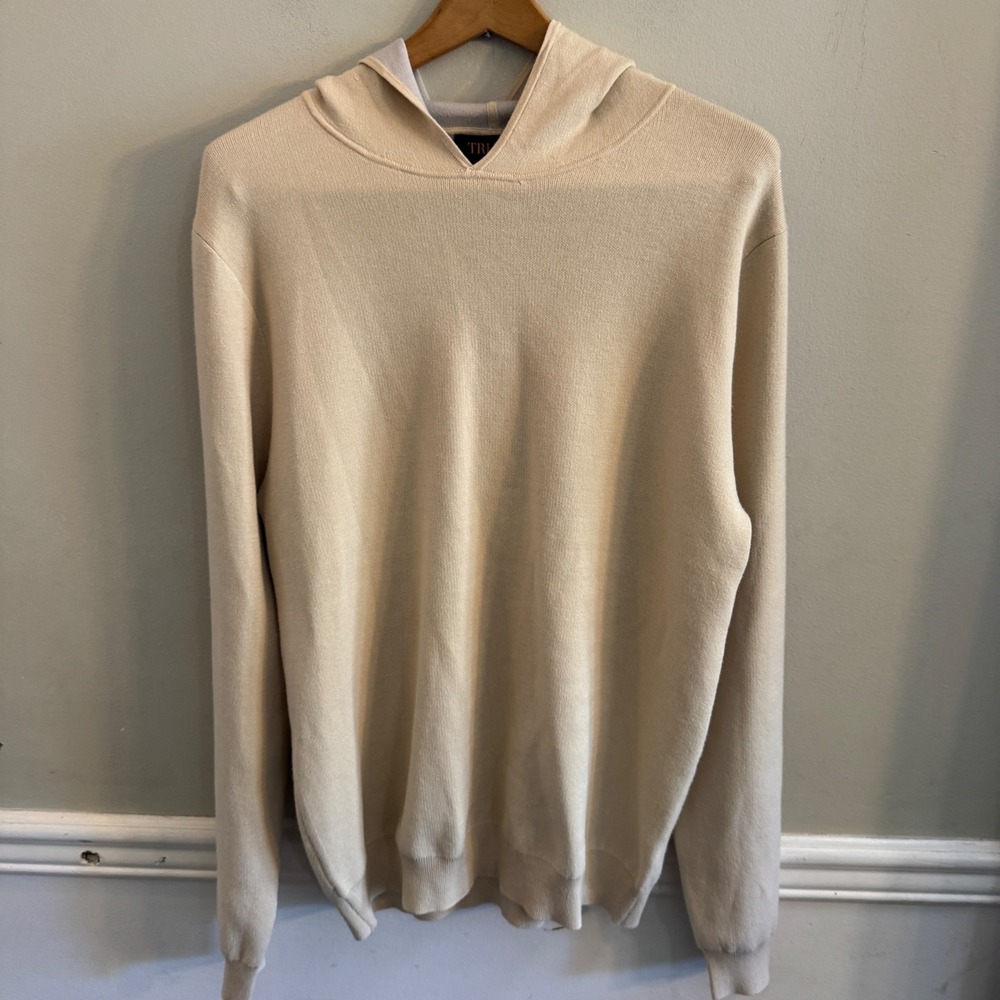 Truth by Republic M Mens Knit Hoodie Viscose Blend Sweater Vanilla Grey